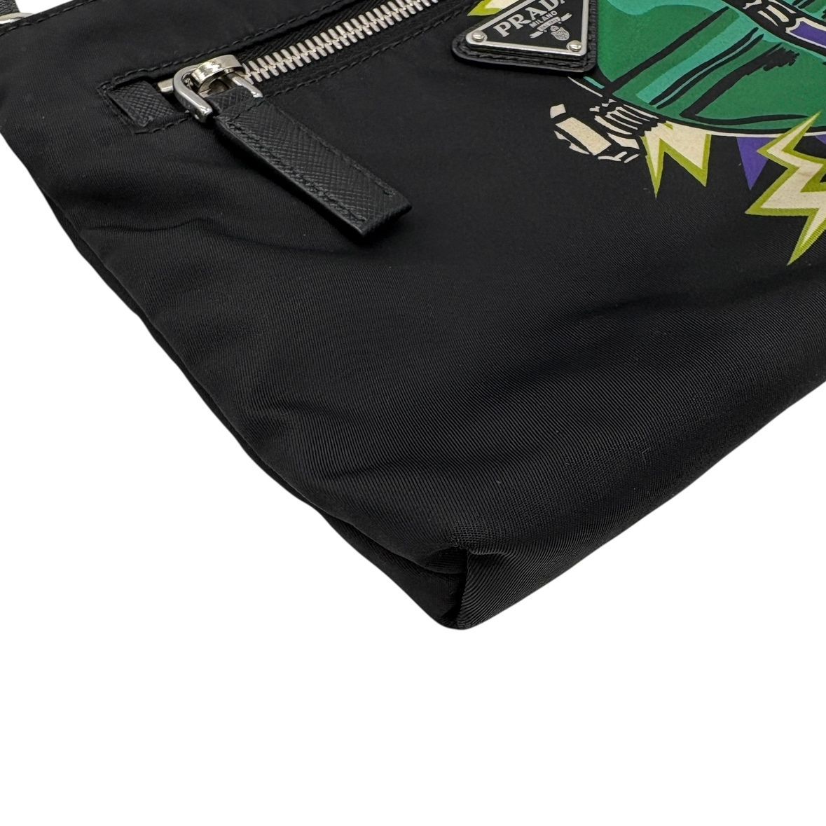 Prada Shoulder Bag Triangle Logo Nylon Universal Frankenstein Silver