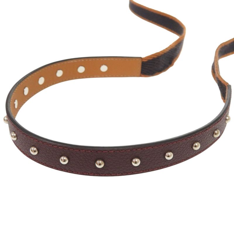 Hermes Carnaby Canvas/leather Brown Silver Hardware Engraved C (2018) Necklace