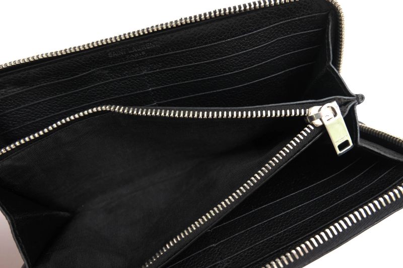 Saint Laurent/Yves Saint Laurent Long Wallet Ladies Women Leather Genuine Black