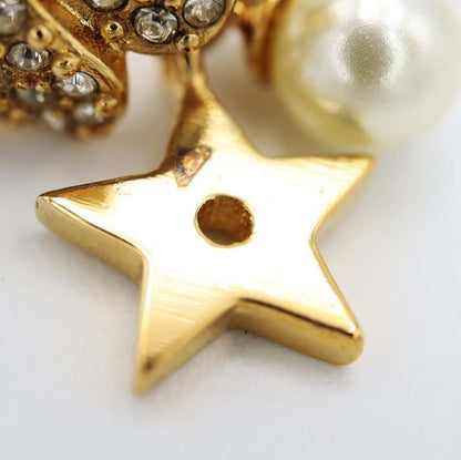 Christian DIOR Ring D-clover Clover Star Resin Pearl Size L Approx 13.5