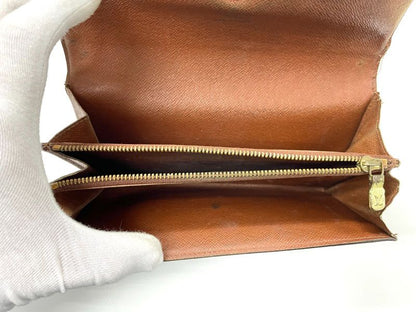 Louis Vuitton Monogram Pochette Porte Monet Cles Di Long Wallet M61725 Brown