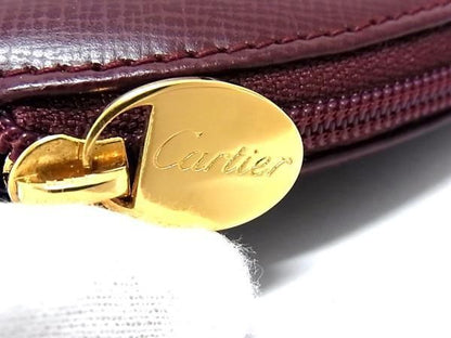 Cartier Must Line Leather Makeup Pouch Multi Case Small Bag Ladies Bordeaux