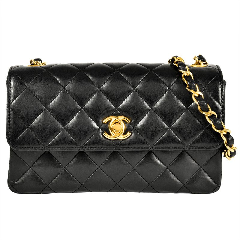 Chanel Mini Matelasse Chain Shoulder Bag Leather Black