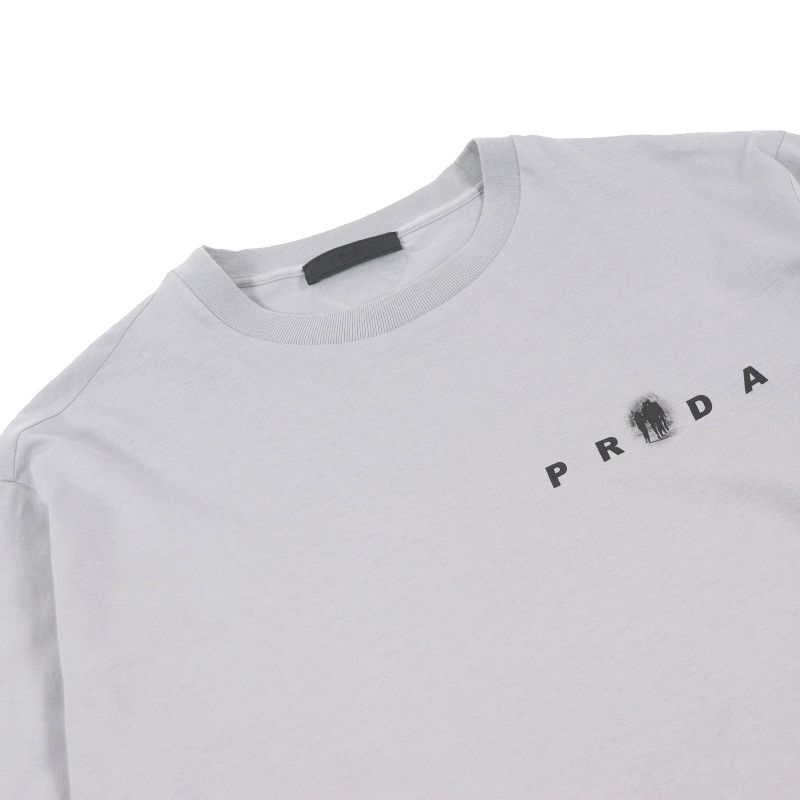 Prada 22SS Ujn822 100% Cotton Back Print Short Sleeve Cut And Sewn Short Sleeve