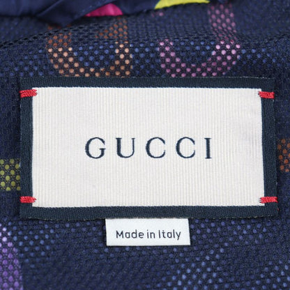 Gucci 697621 Jumbo GG Leather Part Hooded Double Zip Nylon Jacket Multicolor 48