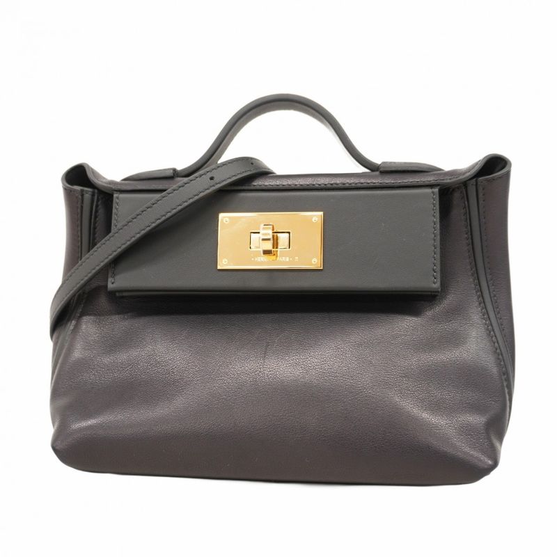 Hermes Handbag Van Cattle Mini Evercolor Swift Black Gold Hardware K Engraved