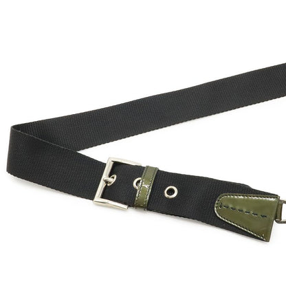 Prada Triangle Logo Shoulder Bag Nylon Enamel Patent Leather NERO Black Antraci