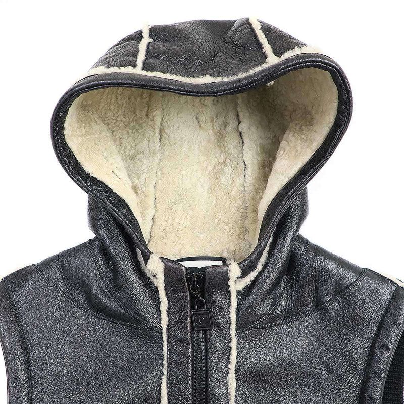 Chanel 2008aw Sport Line Sher Ring Mouton Hooded Vest P33735w04172 Black 38