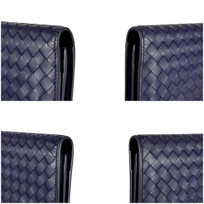 Bottega Veneta Botteg Veneta Bifold Long Wallet Intrecciato Leather Navy Long