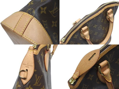 Louis Vuitton Handbag Lockit Monogram Canvas Leather Brown Gold — view 7