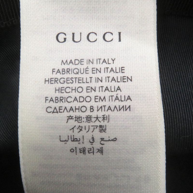 Gucci 576587 GG Canvas Leather Piping Fedora Hat Bucket Hat Black M/58cm