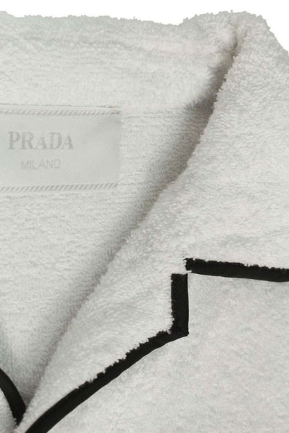 Prada Sc559 Logo Plate Cotton Terry Bow Ring Short Sleeve Shirt Men's L