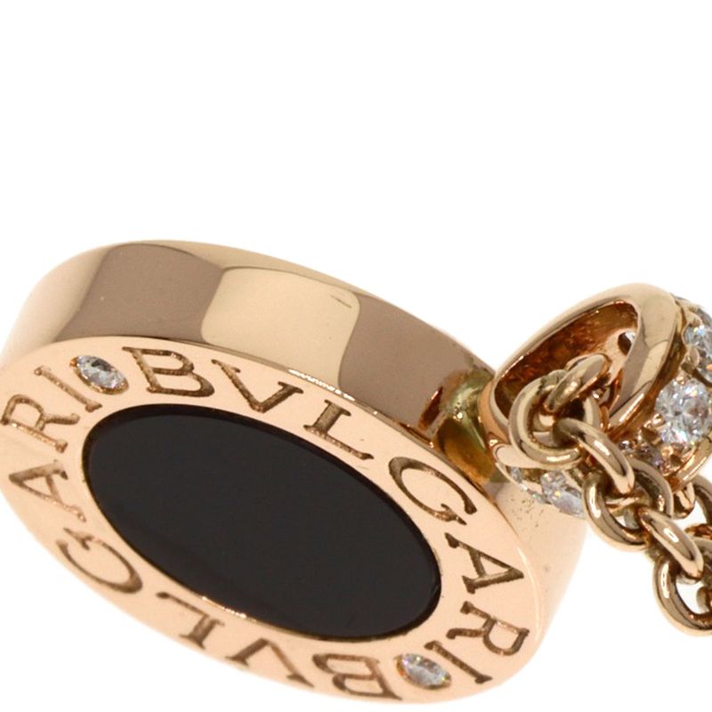 Bvlgari Bulgari Shell Onyx Diamond Necklace 18K Pink Gold Ladies