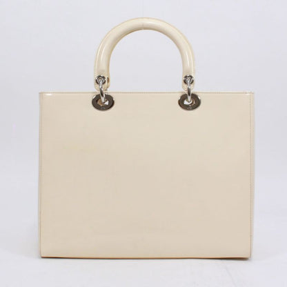 Christian Dior Enamel White Handbag Silver