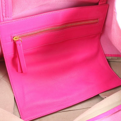 Celine Horizontal Cabas Leather Tote Bag Shoulder Hand Pink Bicolor A4 Ladies
