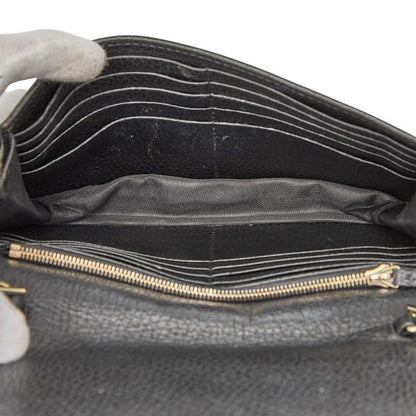 Gucci Interlocking G Long Wallet Chain Wallet Bag 510314 Black Gold Leather