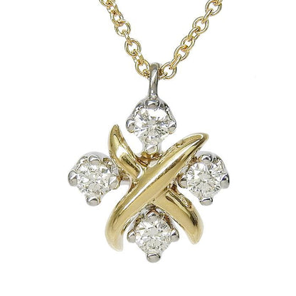Tiffany & Co Jean Schlumberger Diamond Necklace 18K Yellow Gold Pt950 750