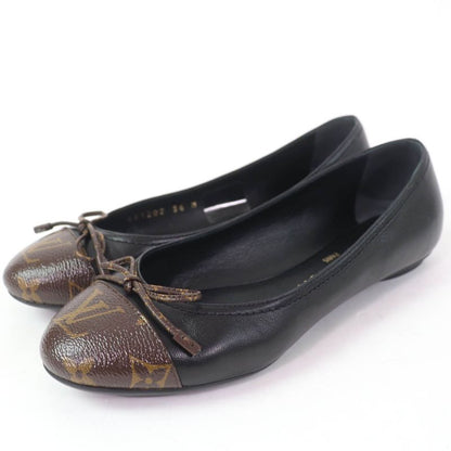 Louis Vuitton 2022 Popi Line Monogram Leather Ballet Shoes Black 36 Storage