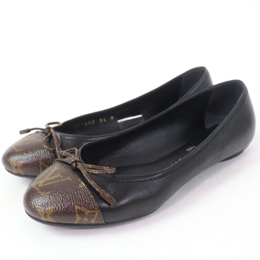 Louis Vuitton 2022 Popi Line Monogram Leather Ballet Shoes Black 36 Storage