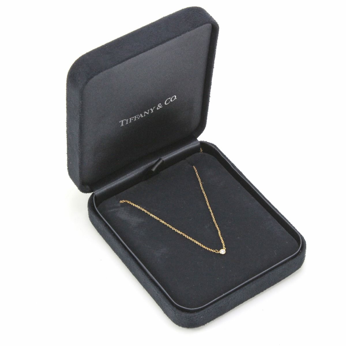 Tiffany & Co Tiffany Necklace K18 Visor Yard Single Diamond Pendant