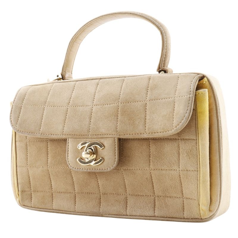 Chanel Chocobar One Handle Suede Brown/yellow Women's Handbag