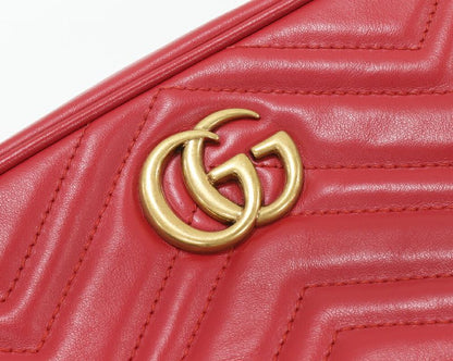 Gucci Chain Shoulder Bag GG Marmont Quilted Mini Bag Calf Red 448065 Dtd1t 6433