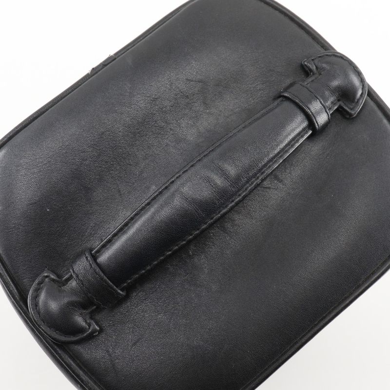 Chanel Vanity Handbag Vintage Lambskin Black Ladies Pouch