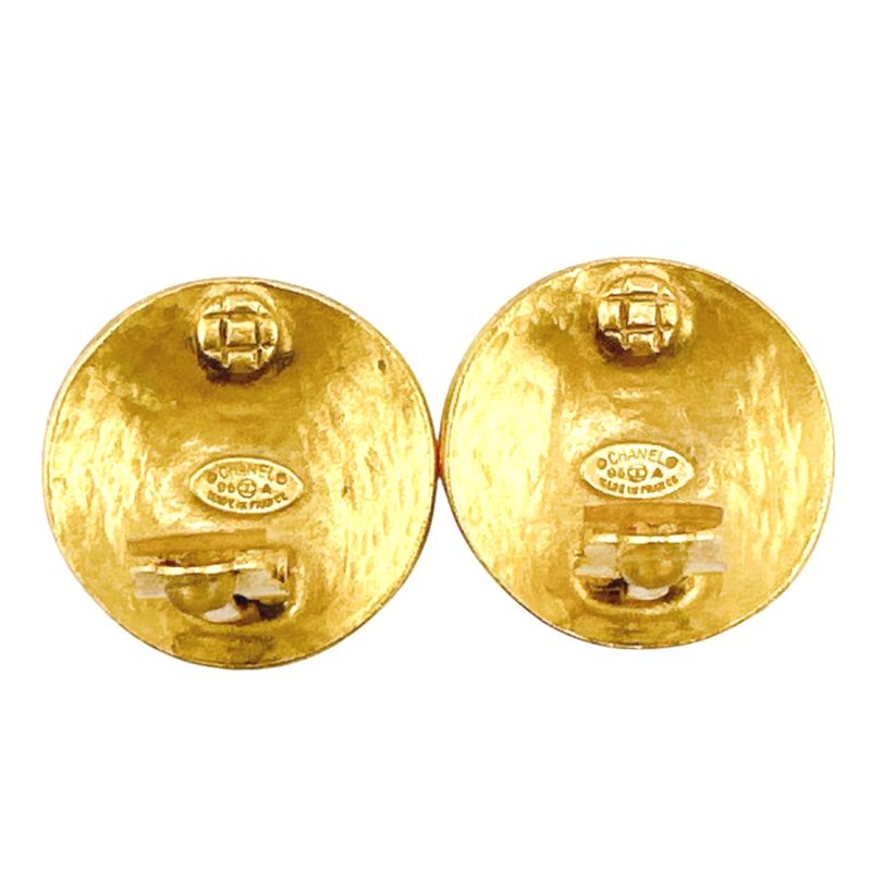 Chanel Vintage Large Earrings Coco Mark Earrings Chanel Gold