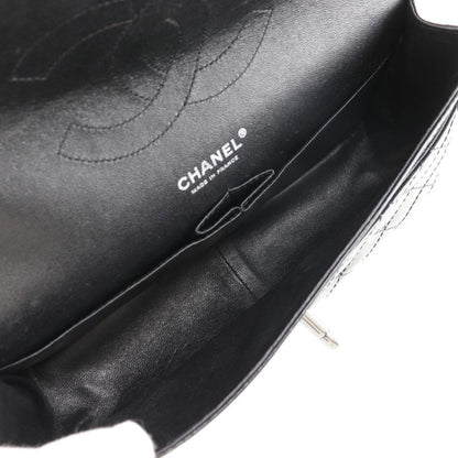 Chanel Chain Shoulder Matelasse Double Flap Patent Leather Black Women's