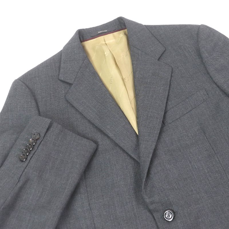 Gucci 625378 100% Wool Logo Patch Single Bleather Tailored Jacket Gray 50 Made