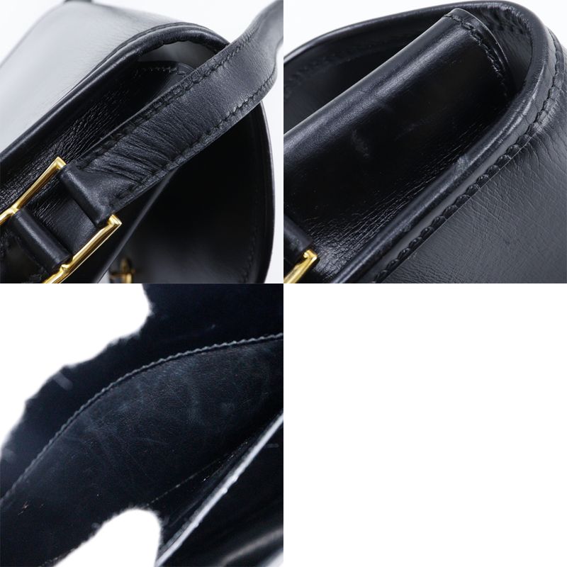 Hermes Double H Vintage Calf Black/gold Hardware 0M Ladies Shoulder Bag