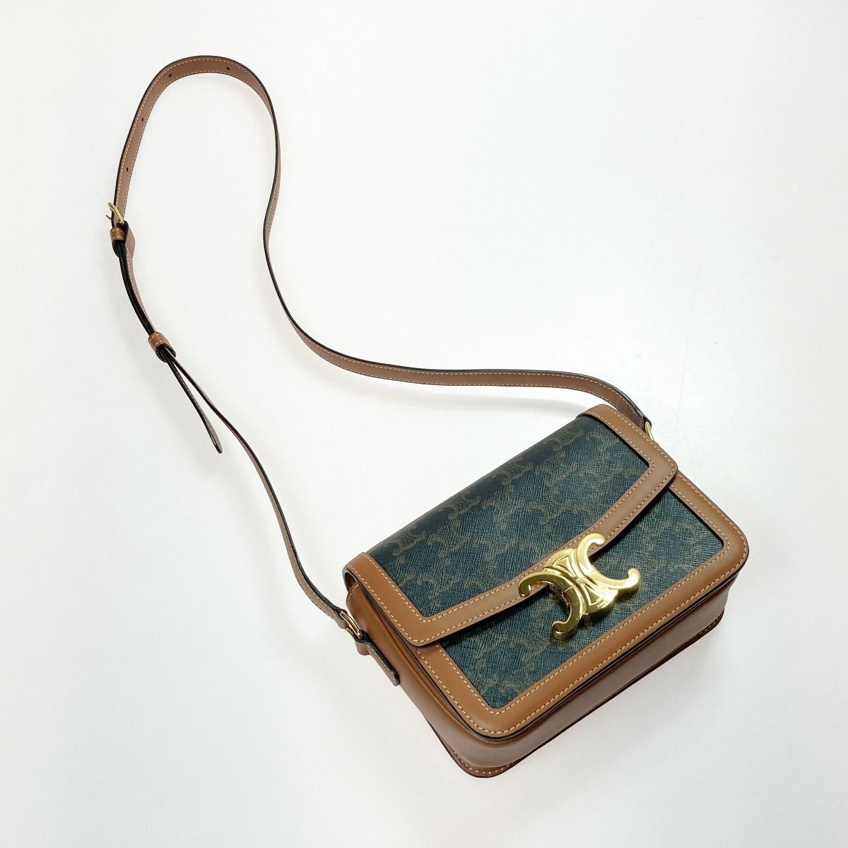 Celine Triomphe Shoulder Bag 188882bz4.04lu Brown PVC Coated Canvas × Leather