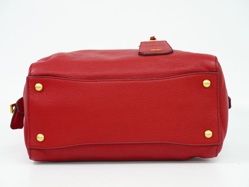 Authentic Prada Leather Tote Handbag Red Bn2769 Bag Pre-owned [follow-up
