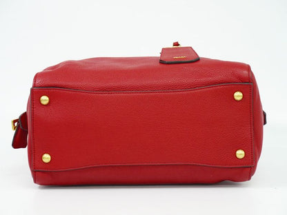 Authentic Prada Leather Tote Handbag Red Bn2769 Bag Pre-owned [follow-up