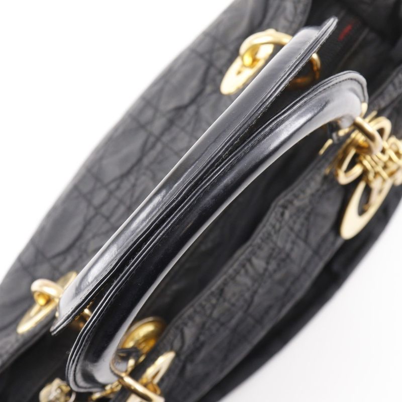 [dior] Christian Dior Lady Dior Canage 2WAY Shoulder Nylon Black Ladies Handbag