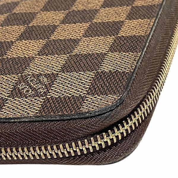 Louis Vuitton Damier Ebène N60003 Round Zipper Long Wallet Unisex