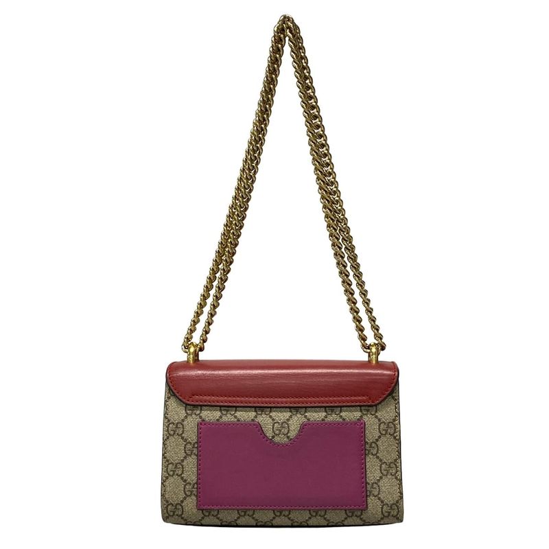 Gucci Shoulder Bag Padlock GG Small 409487 Dark Brown X Red X Multi Chain