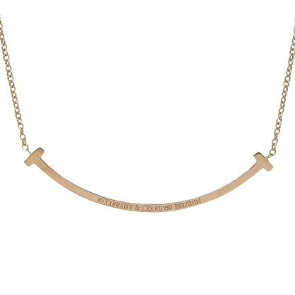 Tiffany & Co T-smile Diamond Necklace Small 18K Pink Gold 750 Pink Gold Diamond