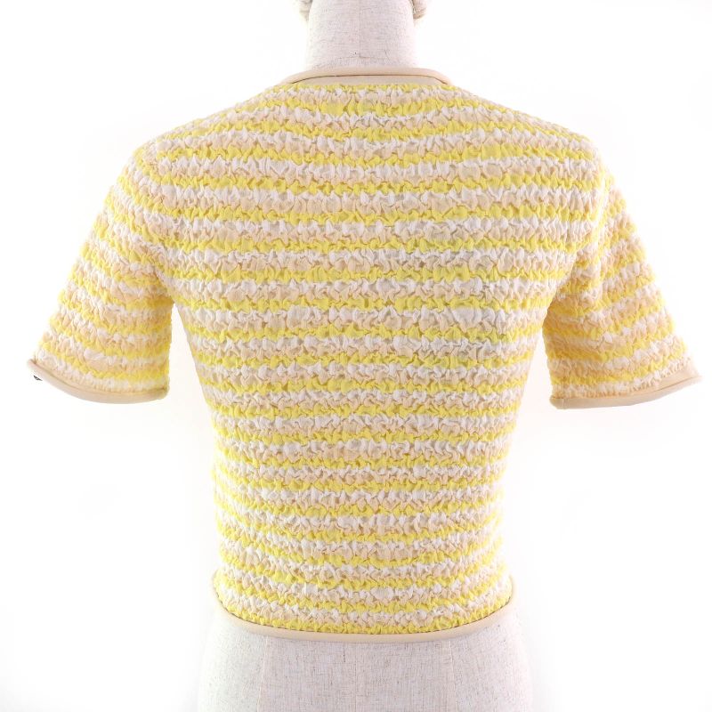Louis Vuitton 23SS Crinkle Short Sleeve Knit Top Yellowish XS Made In Italy