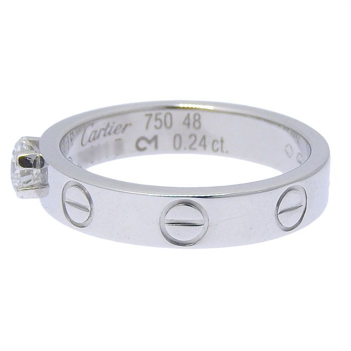 Cartier Mini Love Solitaire Diamond Ring 18K White Gold 750 White Gold Diamond