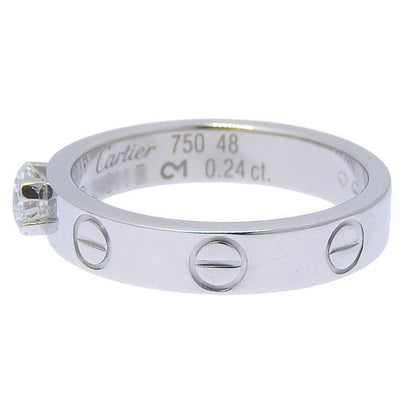 Cartier Mini Love Solitaire Diamond Ring 18K White Gold 750 White Gold Diamond