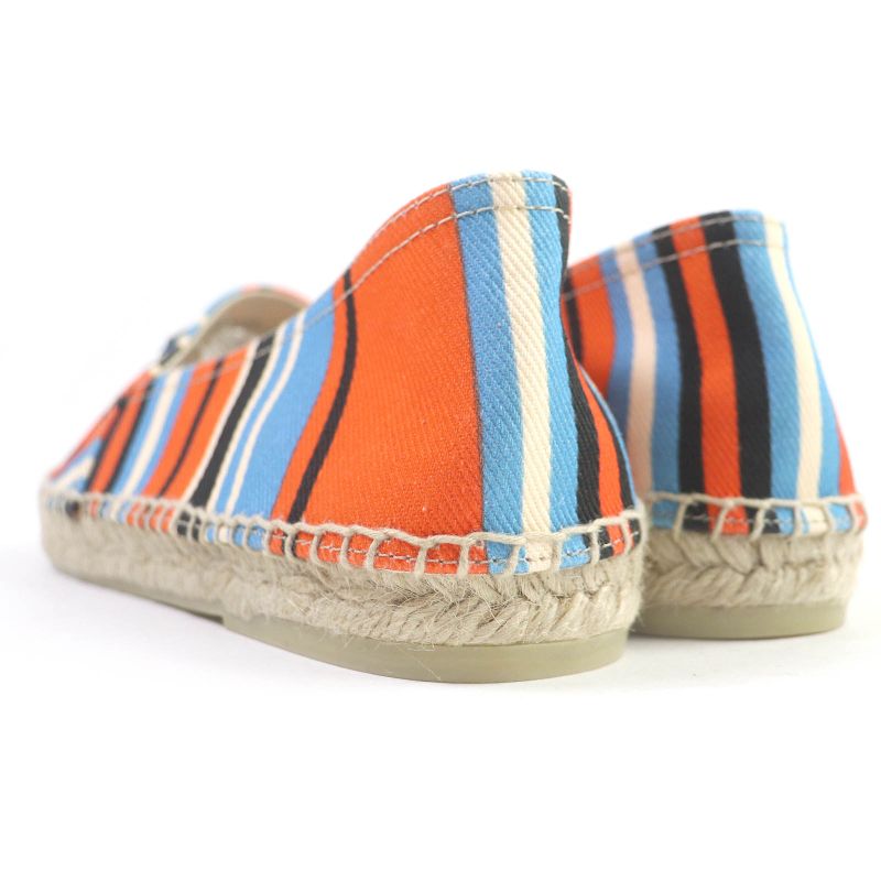 Prada 2de136 Stripe Triangle Logo Triangle Plate Espadrilles Slip-on Orange 8