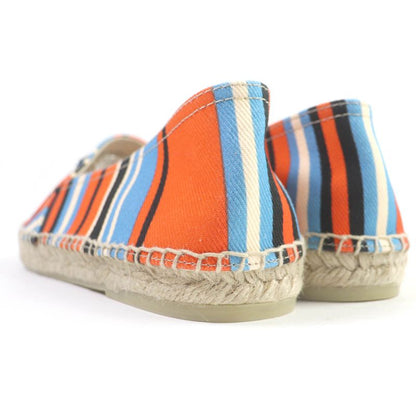 Prada 2de136 Stripe Triangle Logo Triangle Plate Espadrilles Slip-on Orange 8