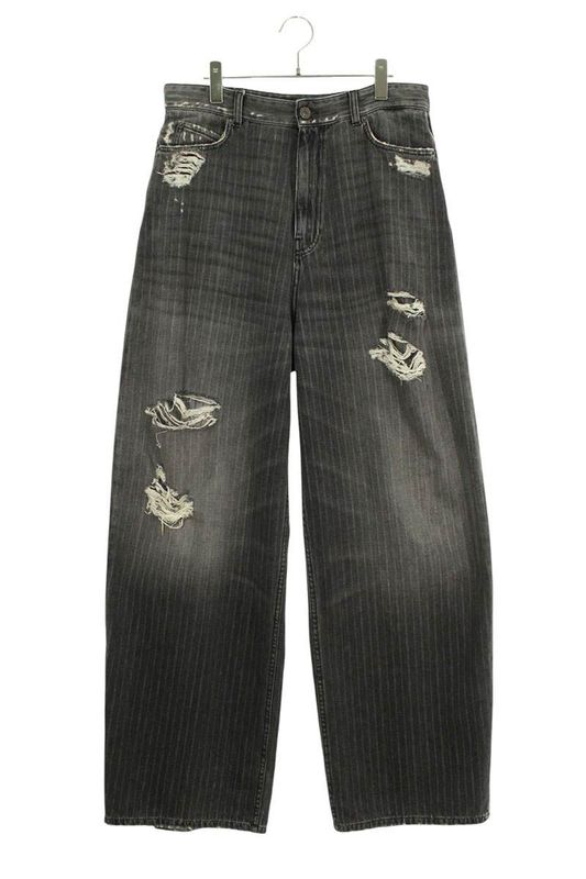 Balenciaga 675218 Tjw77 Destroy Pinstripe Baggy Denim Pants Men's S