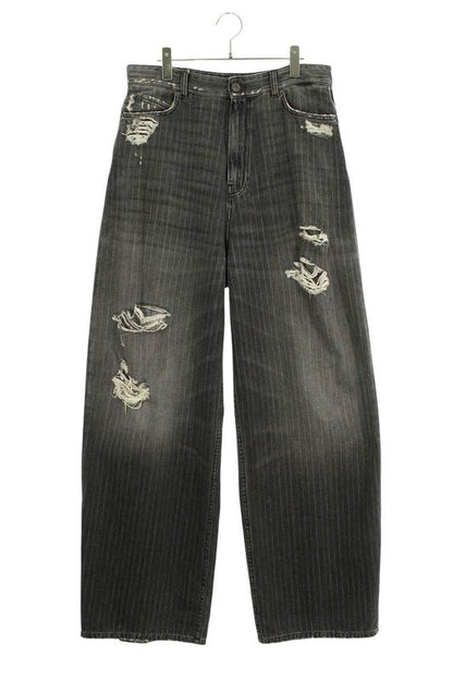 Balenciaga 675218 Tjw77 Destroy Pinstripe Baggy Denim Pants Men's S
