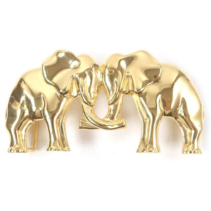 Hermes Elephant Animal Motif Gold Hardware Belt Buckle Gold With Box Men's