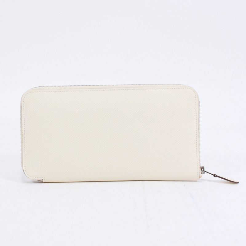 Hermes Azap Long Classic Machete Vaux Epson Off White Wallet Silver