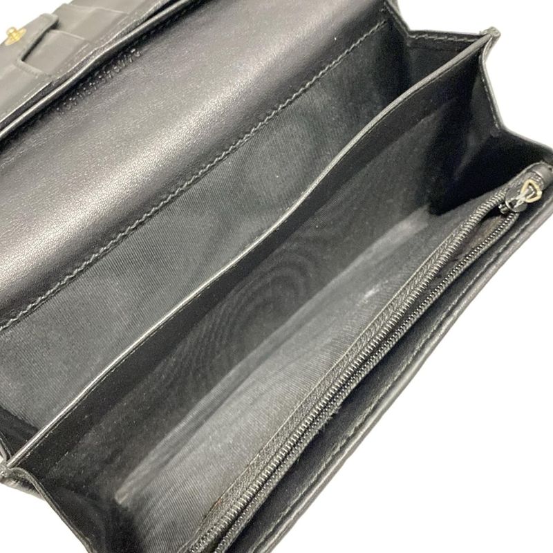 Gucci Long Wallet Stripe Line Metal Bar 244946 Black Leather