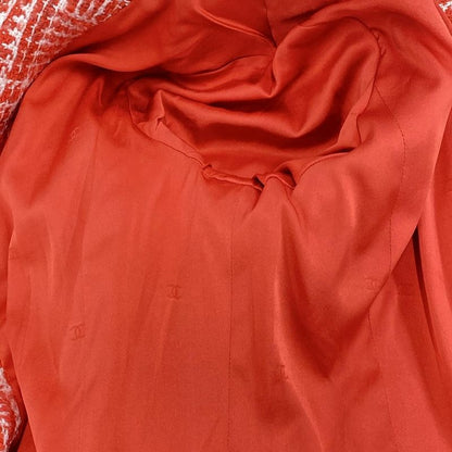 Chanel Coat Size 38 M Women's P07620 Red And White Tweed / Coco Mark / Long