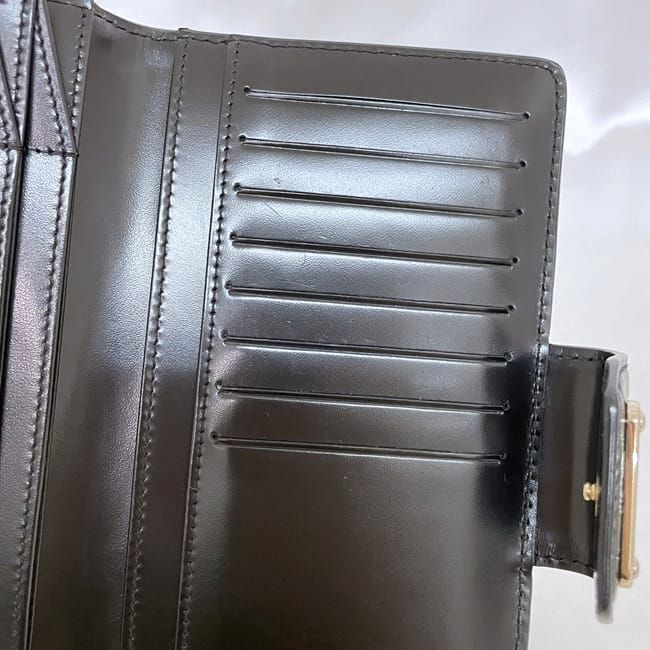 Celine Bifold Long Wallet Black Beige Carriage Pattern C Wallet Excellent